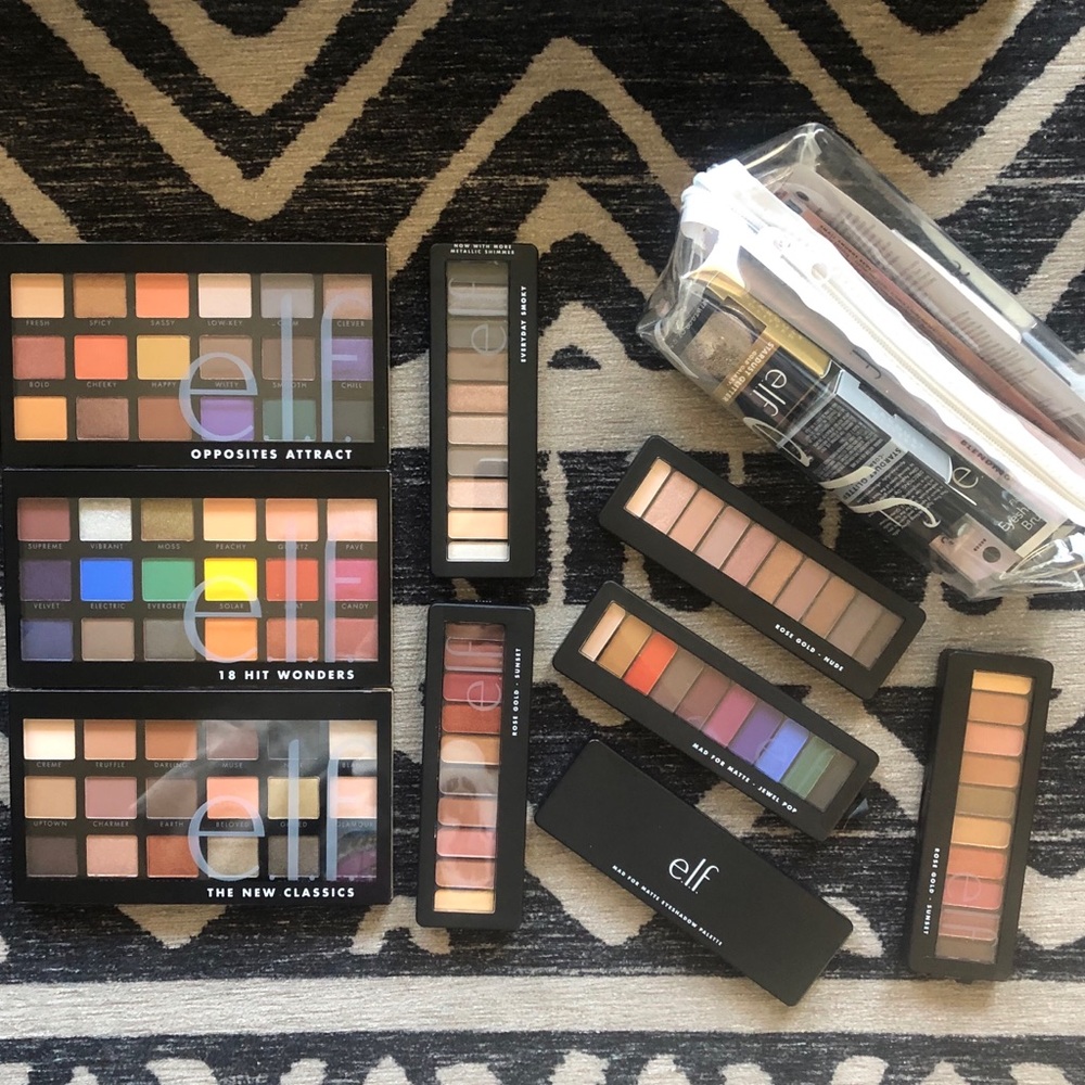 NEW Elf Cosmetic Matte/Glitter Palettes & Brushes